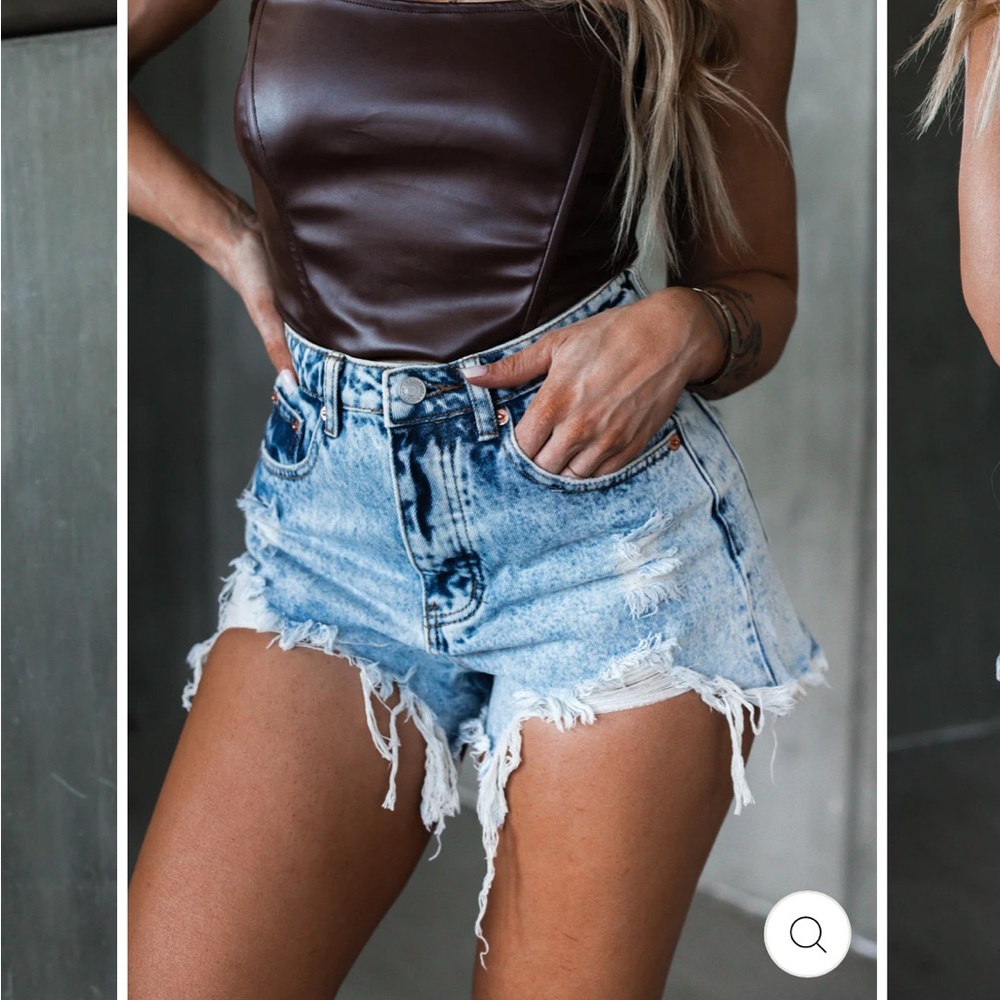 Distressed Denim festival high waisted jean shorts